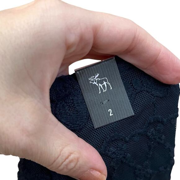 Y2K Abercrombie And Fitch Embroidered Mesh Mini Skirt 2 Navy Straight Preppy - Picture 4 of 7